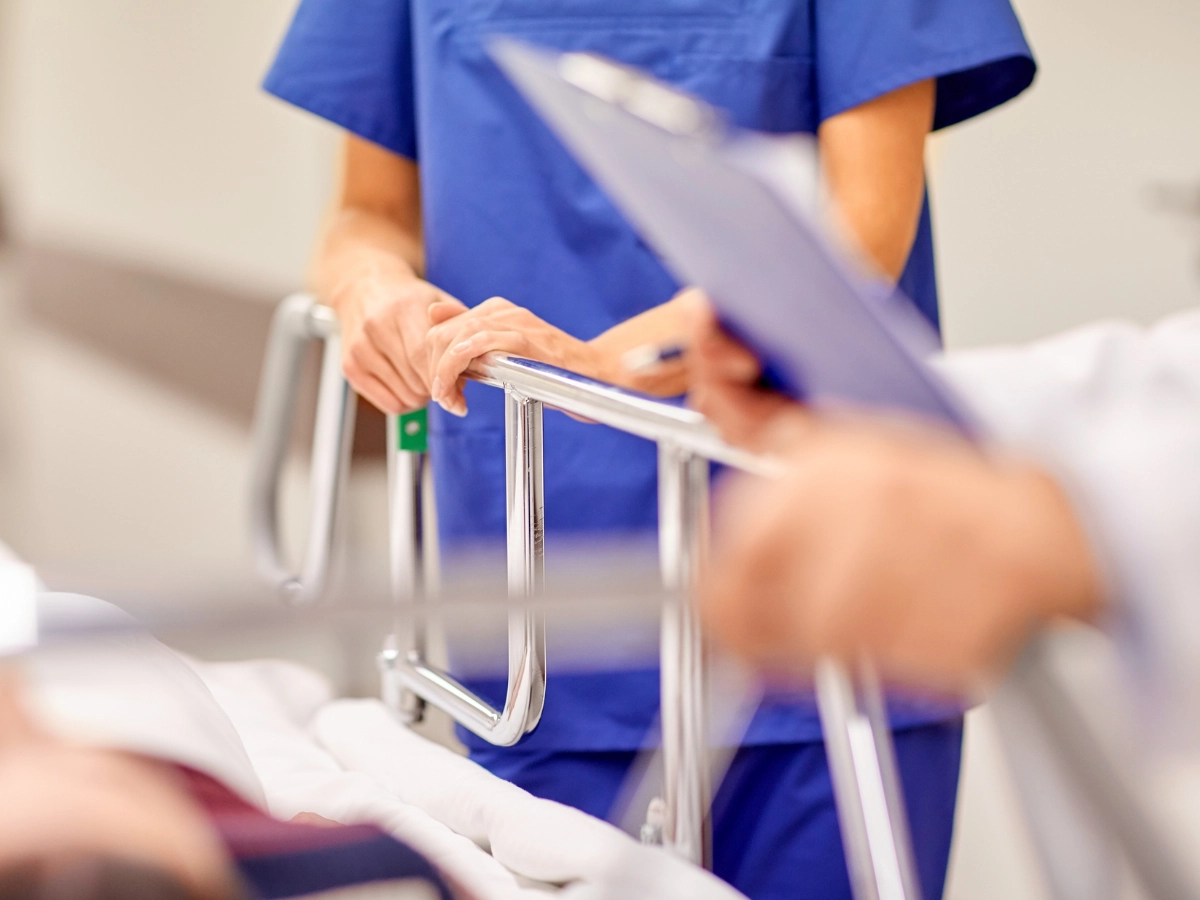 Hospital bed with aluminum handles