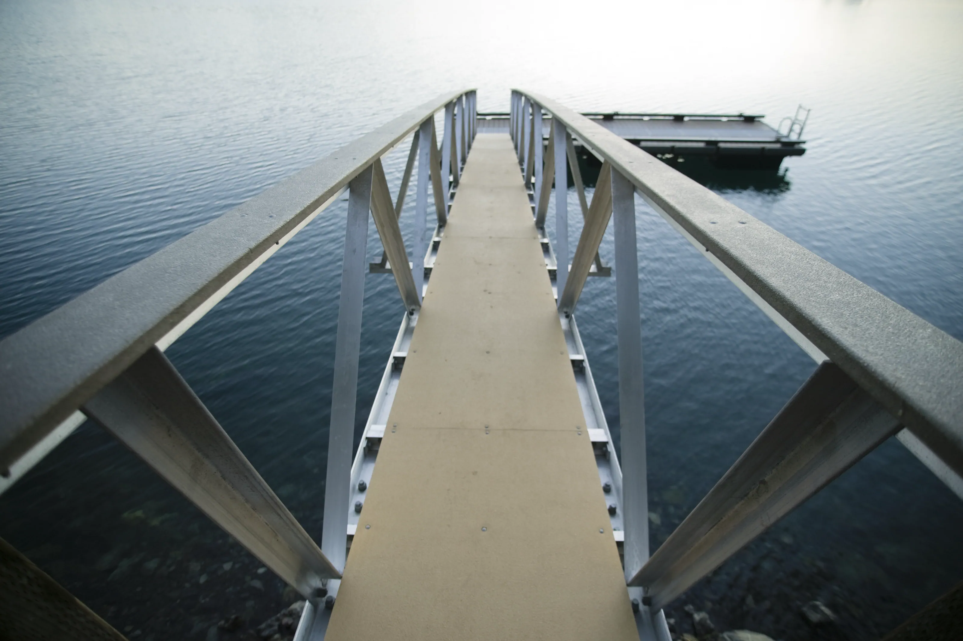 Aluminum truss walkway leading out to a jetty